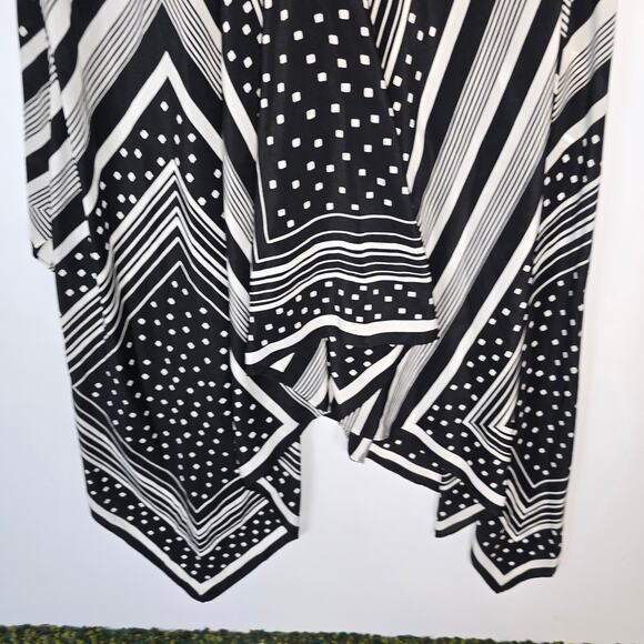 CO Collections Silk Maxi Dress Black White Geometric Handkerchief Hem Runway NWT - Picture 11 of 14